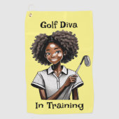 Golf Diva in training - Dames golfhanddoek (Voorkant)