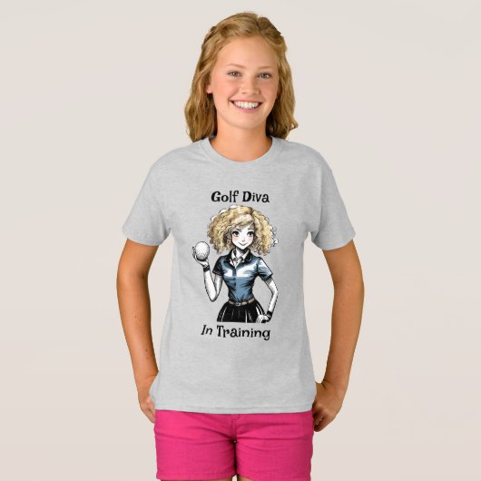 Golf Diva in training - Junior Golf T-shirt (Voorkant volledig)