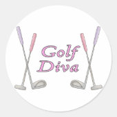 Golf Diva Ronde Sticker (Voorkant)