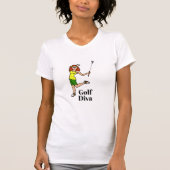 Golf Diva Rood Hoofd Auburn Vrouw Golfer T-shirt (Voorkant)