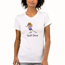 Golf Diva TShirt met Cartoon Woman Golfer
