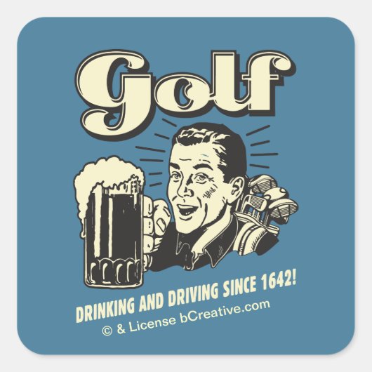 Golf: Drink & rijdend sinds 1642 Vierkante Sticker (Voorkant)
