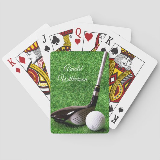 Golf Driver en Bal op Gras personaliseren Pokerkaarten (Achterkant)