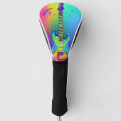 Golf Driver Hoesje Neon Guitar Boho Design Golfheadcover (Voorkant)