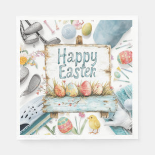 Golf easter eieren ballen en bloem en materiaal servet