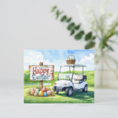 Golf Easter Holiday on putting green Feestdagenkaart (Staand voorkant)