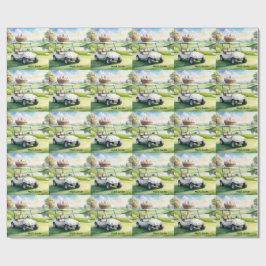Golf Easter holiday with golf cart and easter eggs Cadeaupapier