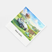 Golf easter holiday with golf cart and easter eggs servet (Hoek)