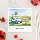 Golf easter holiday with golf cart and easter eggs servet (Insitu)