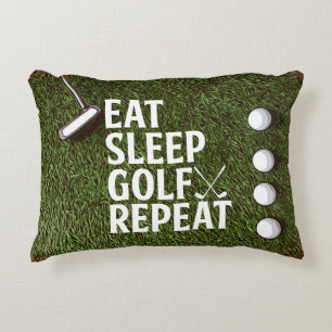 Golf Eat Sleep Golf Herhaal groene gras Golfer Accent Kussen