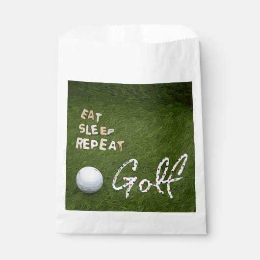 Golf Eat Sleep Golf Herhalen met bal op groen Bedankzakje (Voorkant)