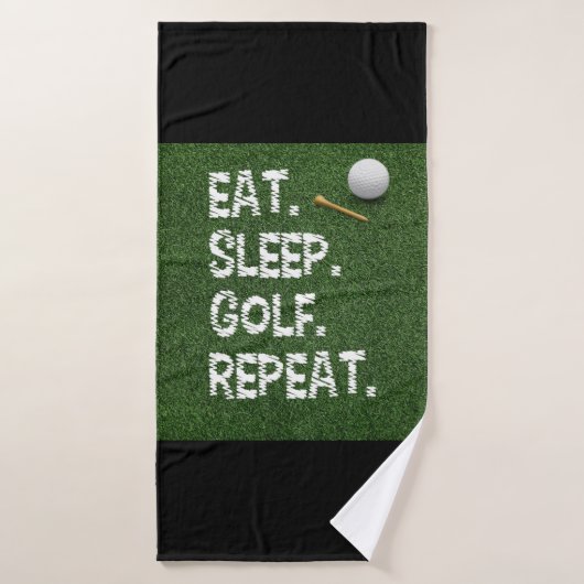 Golf Eat Sleep Golf Herhalen met putter en bal Badhanddoek (Badhanddoek)