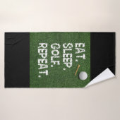 Golf Eat Sleep Golf Herhalen met putter en bal Badhanddoek (Badhanddoek)