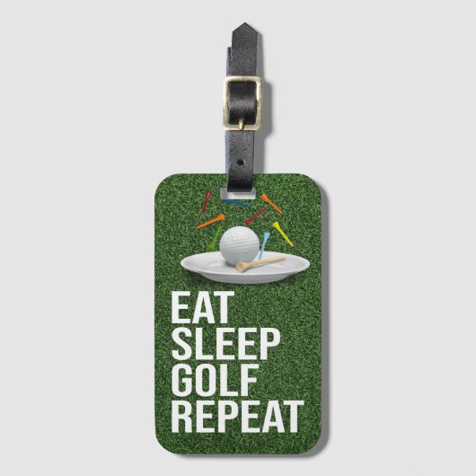 Golf Eat Sleep Golf Herhalen met putter en bal Bagagelabel (Voorkant (verticaal))