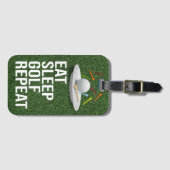 Golf Eat Sleep Golf Herhalen met putter en bal Bagagelabel (Voorkant (horizontaal))
