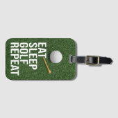 Golf Eat Sleep Golf Herhalen met putter en bal Bagagelabel (Voorkant (horizontaal))