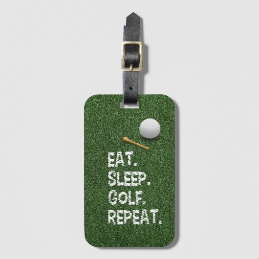 Golf Eat Sleep Golf Herhalen met putter en bal Bagagelabel (Voorkant (verticaal))
