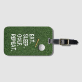 Golf Eat Sleep Golf Herhalen met putter en bal Bagagelabel (Voorkant (horizontaal))