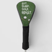 Golf Eat Sleep Golf Herhalen met putter en bal Golfheadcover (Voorkant)