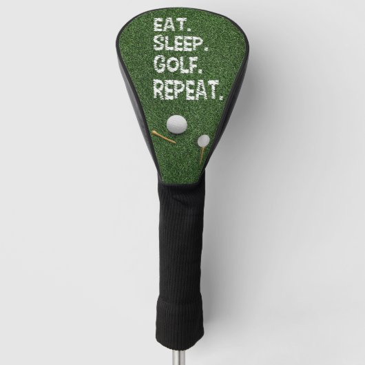 Golf Eat Sleep Golf Herhalen met putter en bal Golfheadcover (Voorkant)