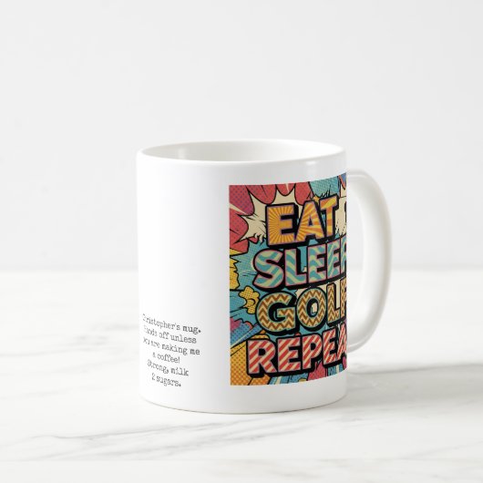 Golf Eat Sleep Repeat Pop Art Personalized Koffiemok (Voorkant rechts)