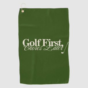 'Golf Eerst, Klusjes Later' Grappige Klassieke Gro Golfhanddoek