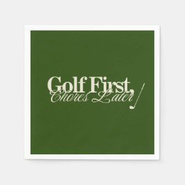 'Golf Eerst, Klusjes Later' Grappige Klassieke Gro Servet