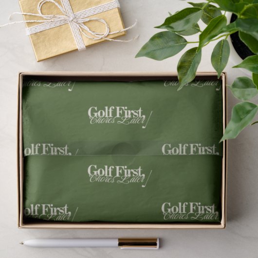 'Golf Eerst, Klussen Later' Grappige Klassieke Gro Tissuepapier (Geschenk)