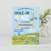 Golf eerste 1e verjaardagsfeestje kaart (Staand voorkant)