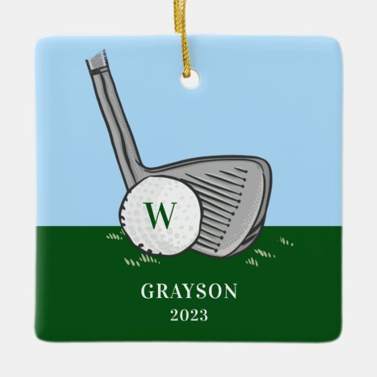 Golf eerste naam keramisch ornament (Voorkant)