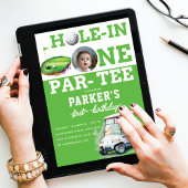 Golf eerste verjaardag feestfoto kaart