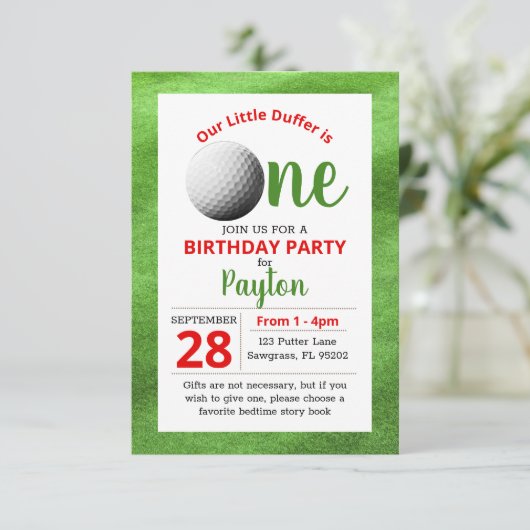 Golf eerste verjaardag kaart (Staand voorkant)