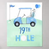 Golf Eerste Verjaardag Par-t-shirt 19e Hole Sign Poster (Voorkant)