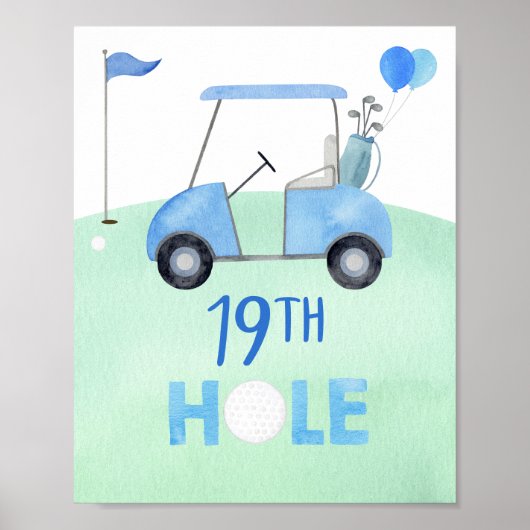 Golf Eerste Verjaardag Par-t-shirt 19e Hole Sign Poster (Voorkant)