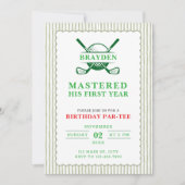 Golf Eerste Verjaardag Par-Tee Gemeasterd Eén Jaar Kaart (Voorkant)