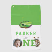 Golf Eerste Verjaardag Schattige Gepersonaliseerde Golfhanddoek (Voorkant)