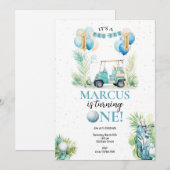 Golf Eerste Verjaardag uitnodiging (Voorkant / Achterkant)