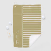 Golf Eigen Initiëlen | Goud Witte Moderne Strepen Golfhanddoek (Insitu)