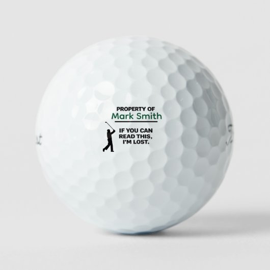Golf eigendom van golfer die bal met naam verloor (Voorkant)
