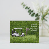 Golf eindelijk vonden we een nieuw huis verhuizen aankondiging (Staand voorkant)