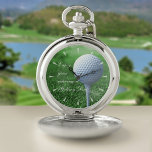 Golf Elegant Golfer Pensioen Keepsake Bericht Zakhorloge<br><div class="desc">Je kunt een korte boodschap toevoegen aan deze Golfing Dad Retirement Pocket Watch - of vertrekken zoals het is. Geschikt voor alle Golfende pa's die zich terugtrekken naar de Golfcursus.</div>