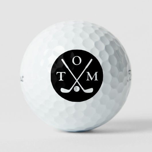 Golf Elegant Modern Monogram Typography Name Golfballen (Voorkant)