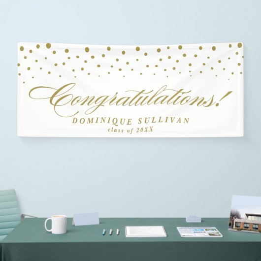 Golf Elegant Script Gefeliciteerd Confetti Stippen Spandoek (Beurs)