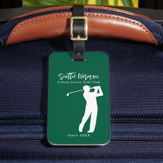 Golf Elegante Golfer Groene Bagagelabel (Voorkant Insitu 2)