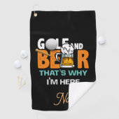 Golf en Beer daarom ben ik hier Golfhanddoek (Insitu)