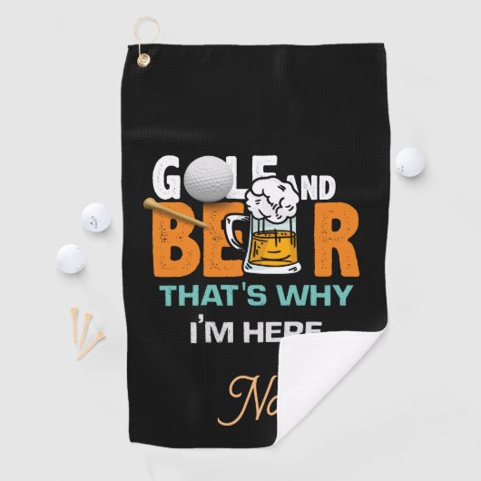 Golf en Beer daarom ben ik hier Golfhanddoek