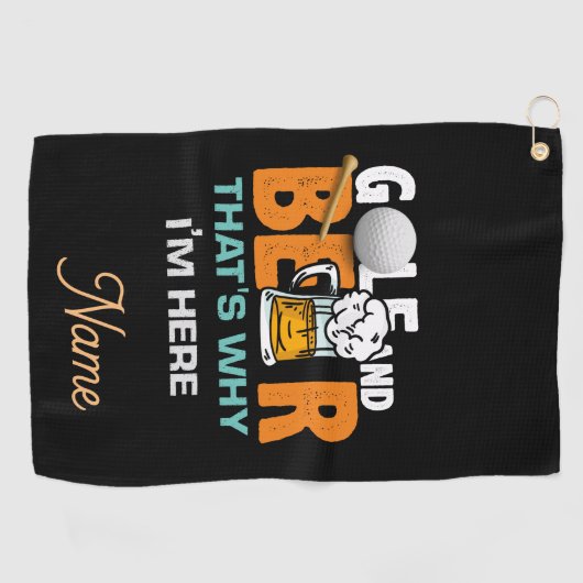 Golf en Beer daarom ben ik hier Golfhanddoek (Horizontaal)