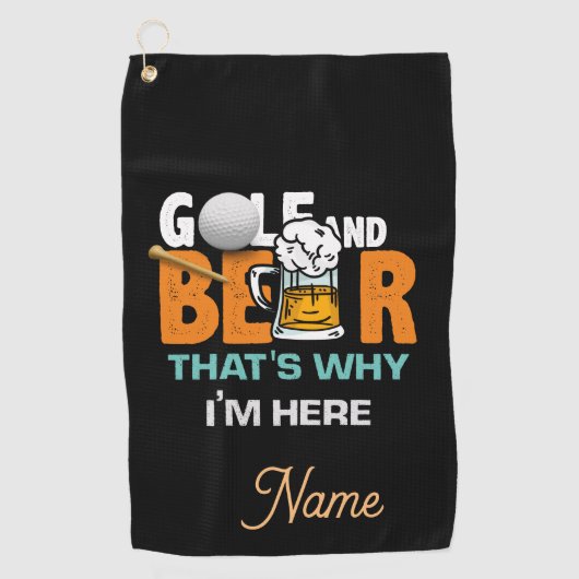 Golf en Beer daarom ben ik hier Golfhanddoek (Voorkant)