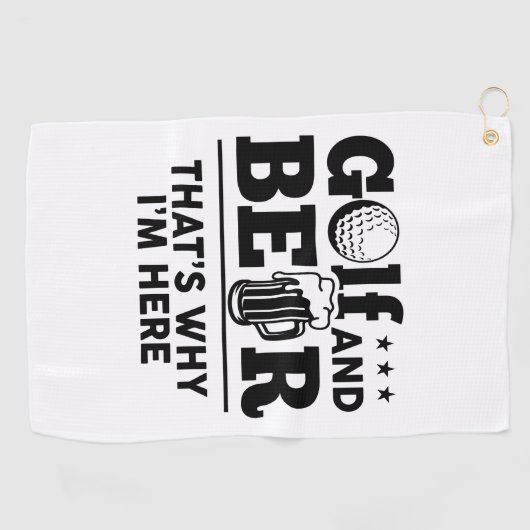 Golf en Beer Daarom ben ik hier Golfhanddoek (Horizontaal)