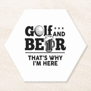 Golf en Beer Daarom ben ik hier Kartonnen Onderzetters